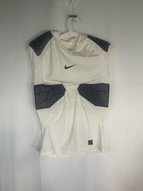 Nike White Sleeveless Padded Compression Top with Black Accents
